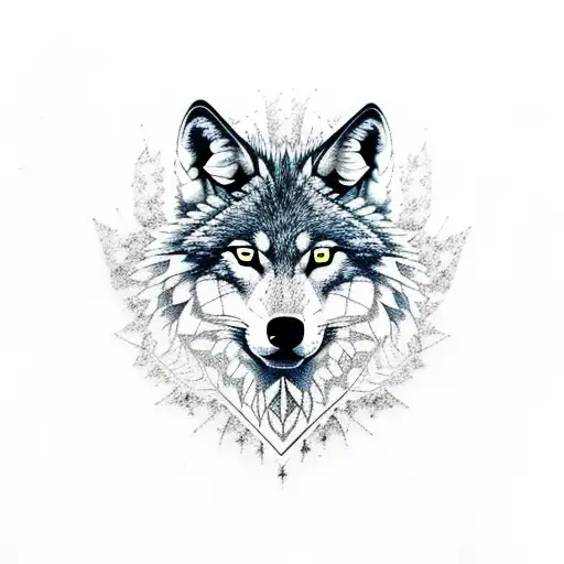 Wolfhead In Forest During Night