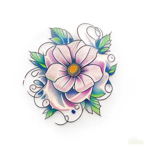 Color Flowers On Vine Over Keloid Scar Around Wrist