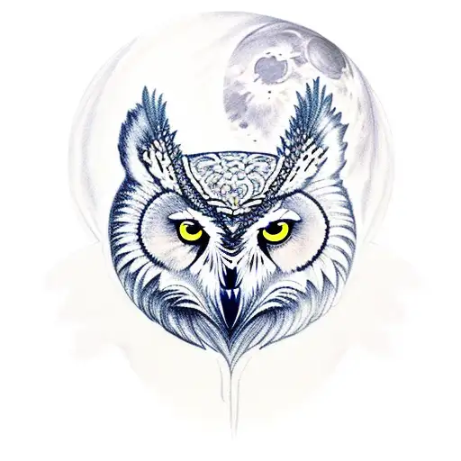Owl Watching Wolf Howl At The Moon On Cliff