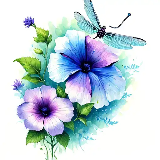 Run Away Child Neda Symbol Morning Glory And Aster Flower Dragonfly Semicolon