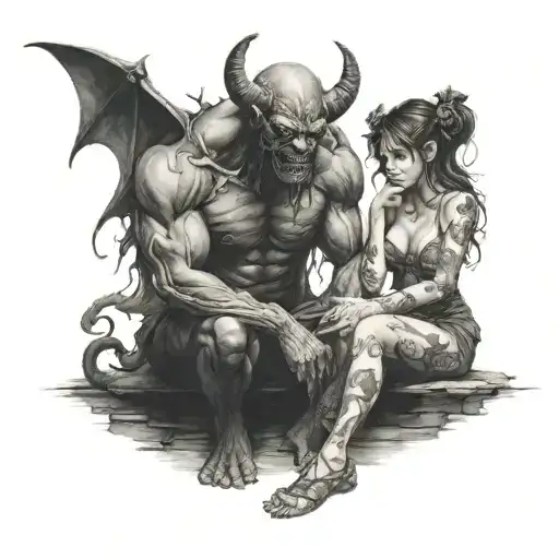 Demon Girl Sitting Admiring Him