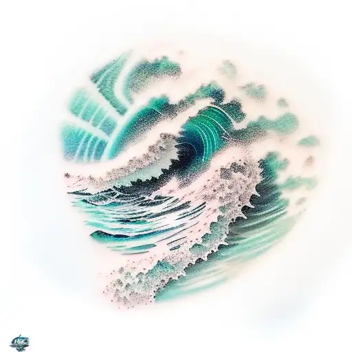 Wave Crashing Onto A Tropical Island At Sunset