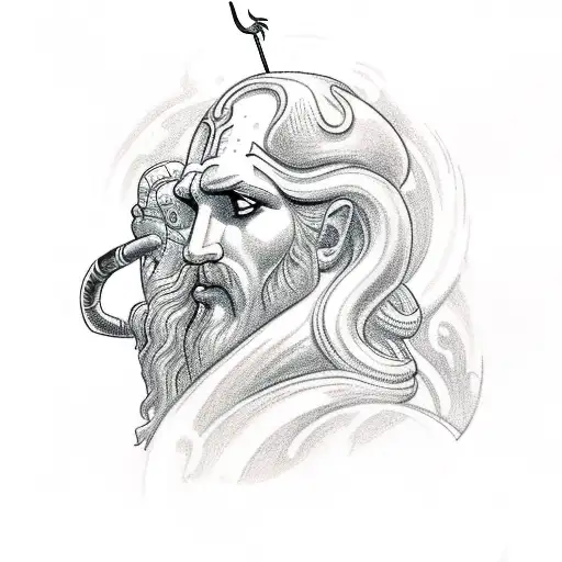 Draw Prometheus The Greek God With A Torch And Fire For An Upper Leg Tatto