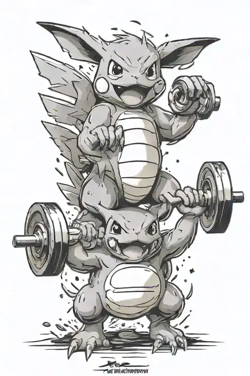 Pokemon Lifting Weights At The Gym