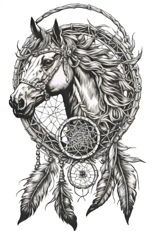 Horse Head Inside Dream Catcher Very Detailed