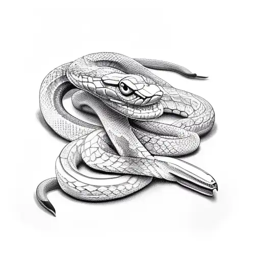 Snake Wrapped Around A Fireaxe
