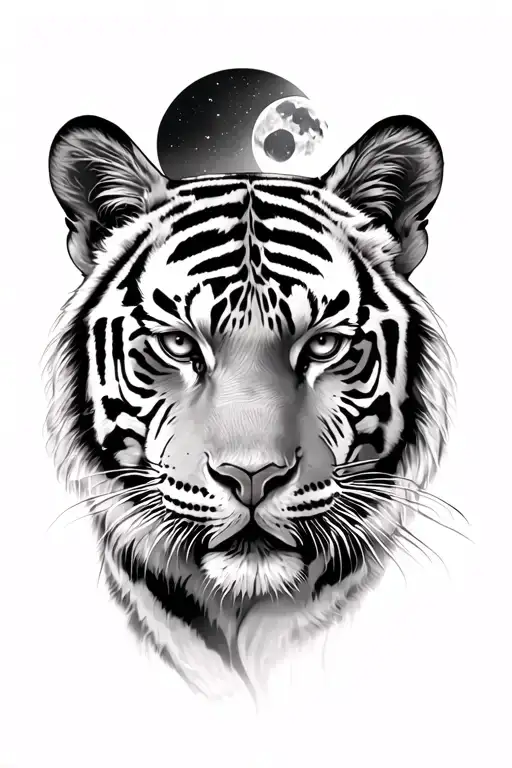 Tiger Face And Moon