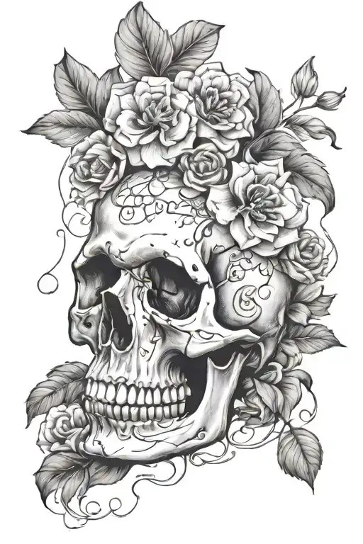 Skull An Flowers