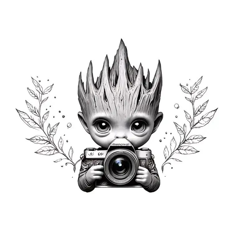 Baby Groot And Camera Surrounded