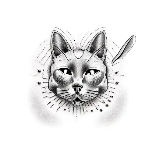 The Cat Dog Skull With Knife