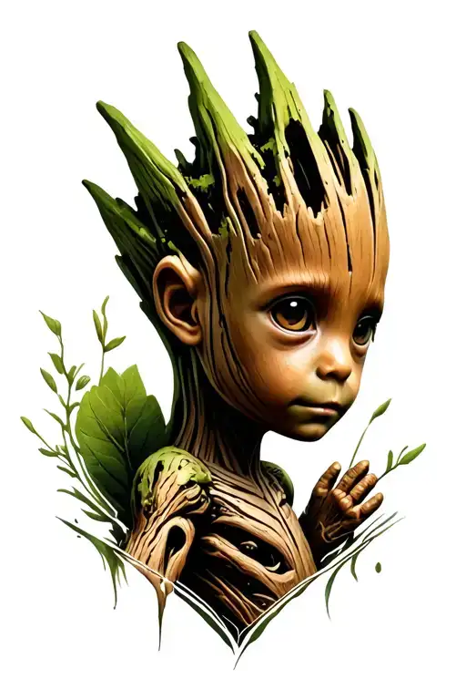 Baby Groot Appareil Photo Realistic Portrait