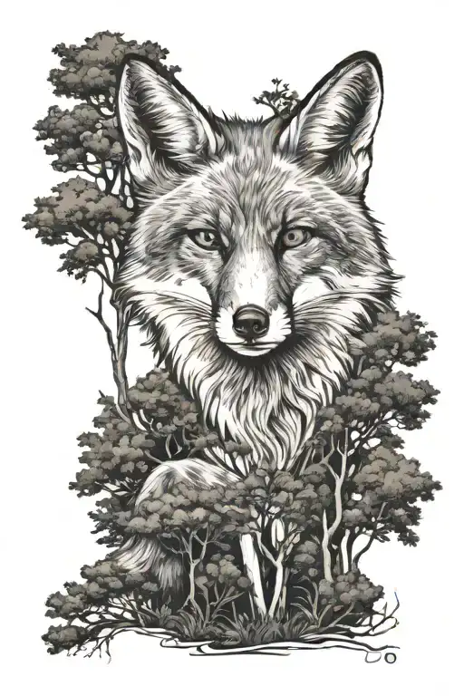 Fox With Trees