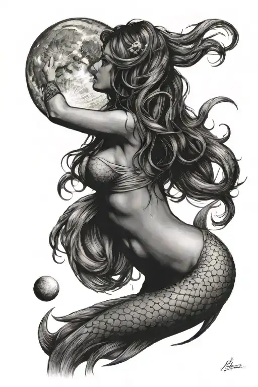 A Mermaid Try To Touch The Moon