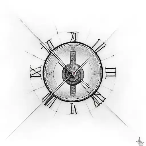 Christian Cross With Clock Behind It