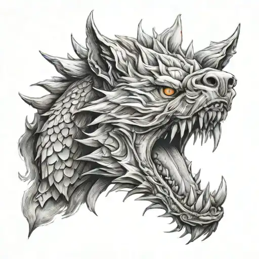 Alpha Wolf And Dragon