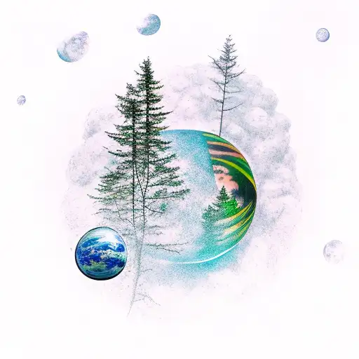 Woods That Fades Into A Space Scene With Planets