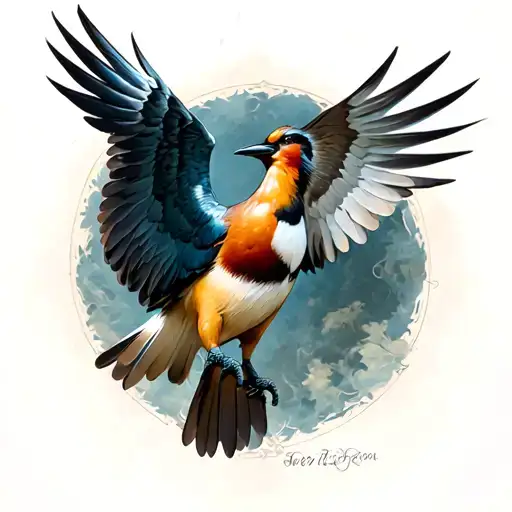 A Bird With His Wings Spread