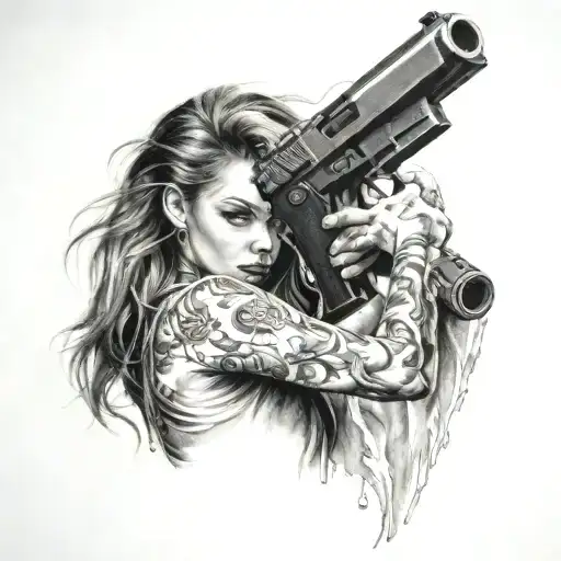 Girl Wearing A Gun