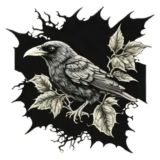 Stung Crow With Thorns On Its Chest