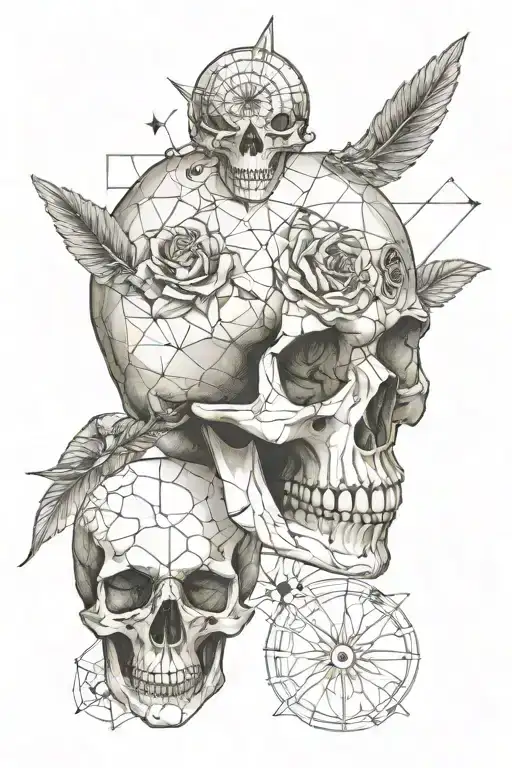 Apollo And Skull Geometric Realism Style