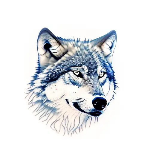 Wolf Face With Forest And River