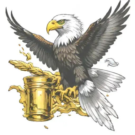 Front Aproaching Facing Viewer Fish Eagle Catching Gold Bar Sigma Male