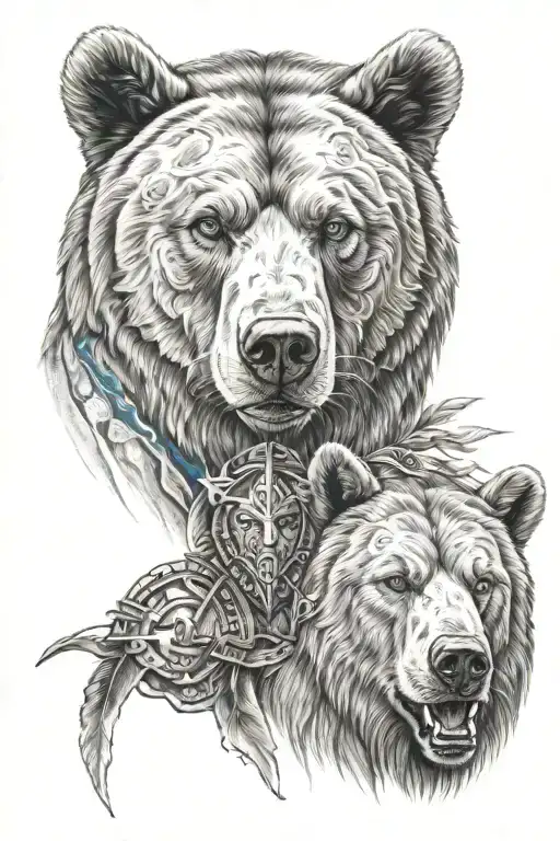Bear & Spartan Warrior Blue Eyes
