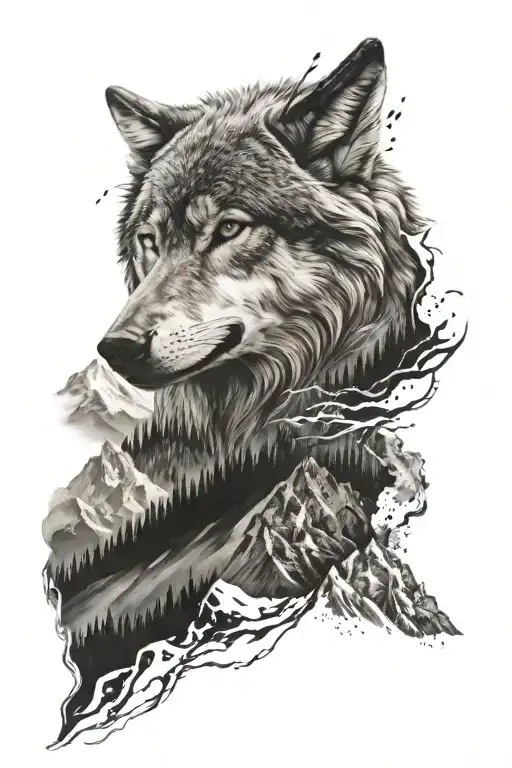 Wolf And Mountains Inside