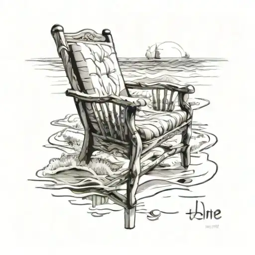 Shore Line On A Sunny Day And An Adorondac Chair Facing The Sea