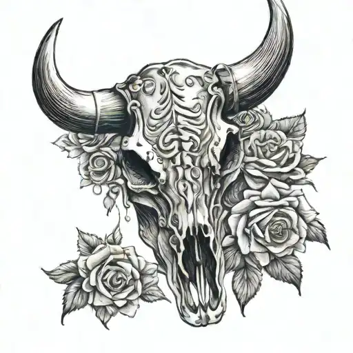 Bull Skull And Roses
