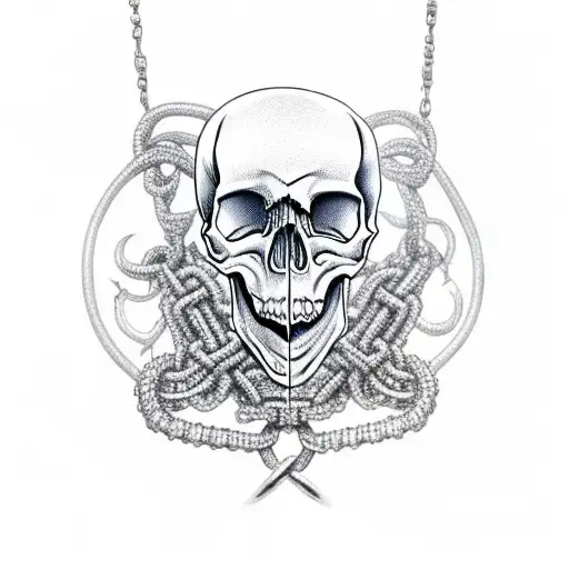 Skull With Chains On The Mouth