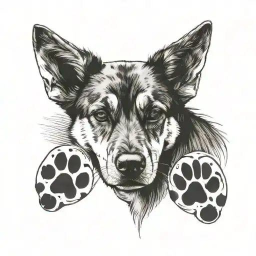 Paw Print And Dog Ears Outline