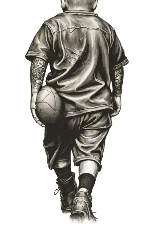 Child From Behind With Football