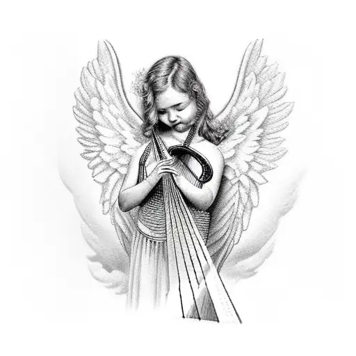 Angel Playing Harp