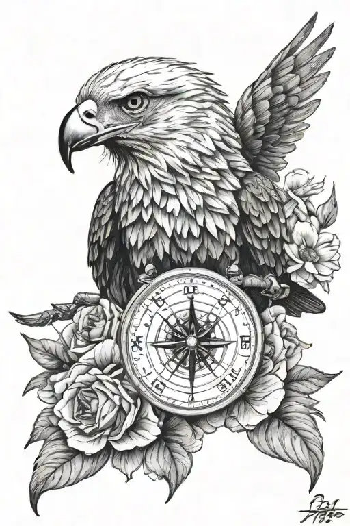 Flower Bees Eagle With A Compass