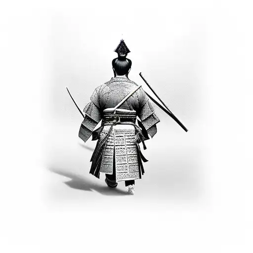 Samurai Walking To A Temple