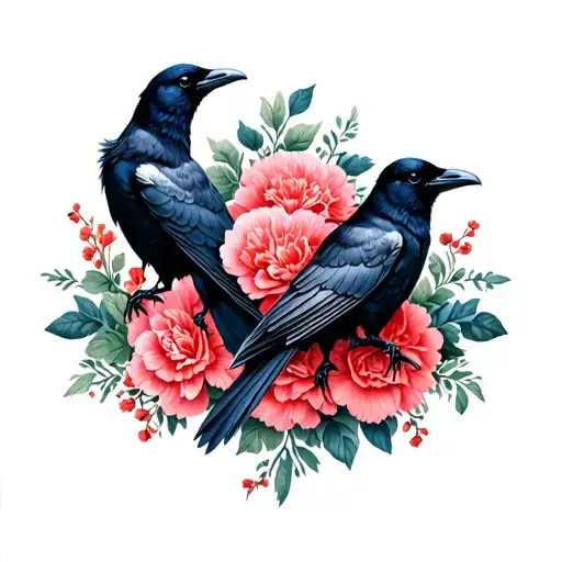Ravens And Carnations Tatto