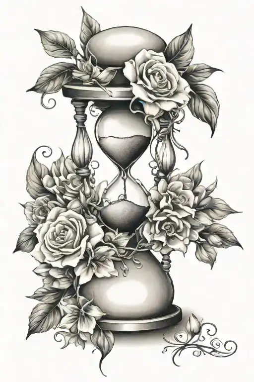 Hourglass And Flowers Intertwined