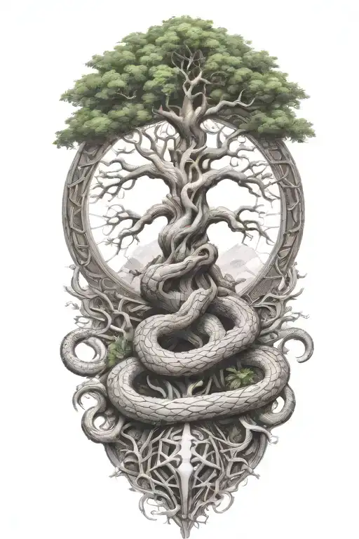 Yggdrasil With World Serpent Wrapped