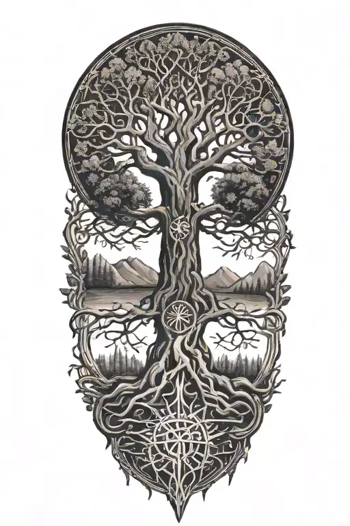 Yggdrasil With Norse Runes