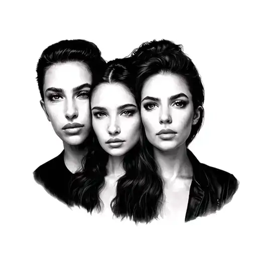 Face Portrait Group Sitting Together