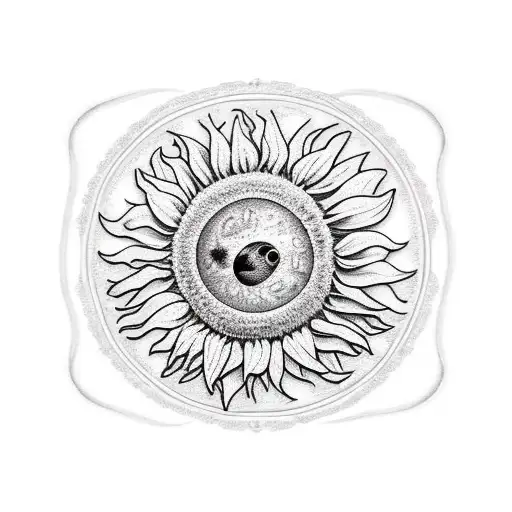 Astronaut Whit Sunflowers In A Spacecraft