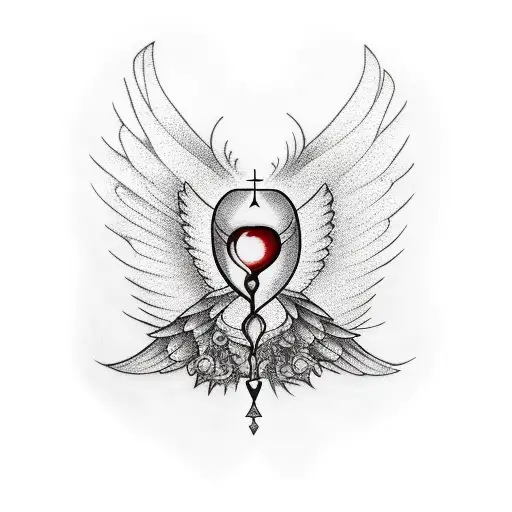 Hourglass With Fallen Angel Feathers