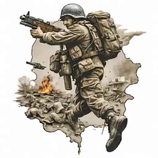 German Soldier Dropping Grenade In World War Two People