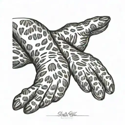 Cat Paws Connected Line Tattoo Design