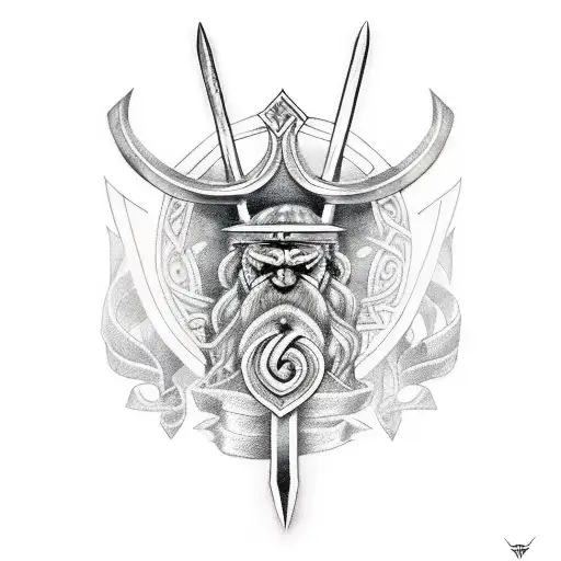 Viking Hammer And Sword