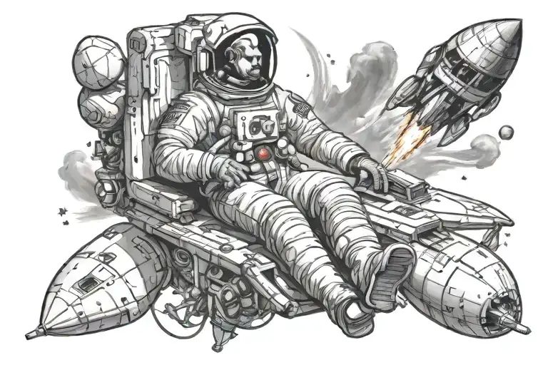Astronaut Cowboy Riding A Rocketship