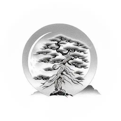 Bonsai Tree And The Moon