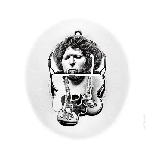 A Realistic Portrait Of A Rock And Roll Icon Playing An Apple Gadget As A Musical Instrument