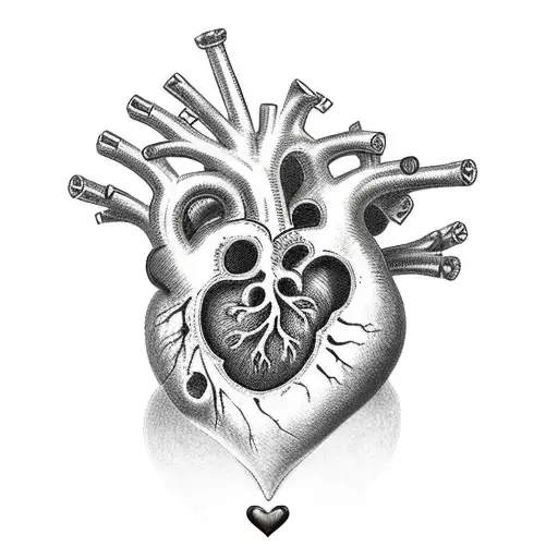 Human Heart Held By A Skeleton